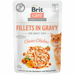 Brit Care Cat Pouch Fillets in Gravy Choice Chicken  85 g mitrā barība kaķiem