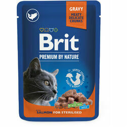 Brit Premium Cat Pouch Salmon for Sterilised 100 g konservi kaķiem