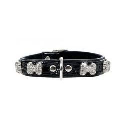 Collar Modern Art Bone 35 nickel-plated Faux Leather black/Faux Leathe