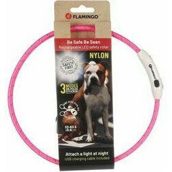 Flamingo LED kakla siksna atstarojoša VISIO PINK 33-63,5cm 8mm