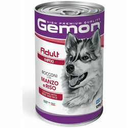 GEMON Dog chunkies Adult MAXI with beef & rice 1.250 kg - konservi suņiem