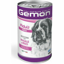 GEMON Dog chunkies Adult MAXI with pork & rice 1.250 kg - konservi suņiem