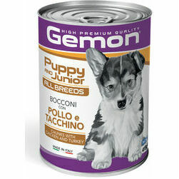 GEMON Dog chunkies Puppy&Junior with chicken & turkey 0.415 kg - konservi suņiem