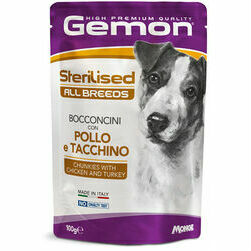Gemon Dog Pouch All Breeds Sterilised Chunkies with Chicken and Turkey 100 g