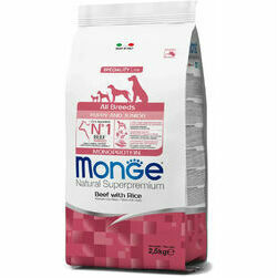 MONGE ALL BREEDS Puppy & Junior Beef and Rice 2,5 kg - barība suņiem