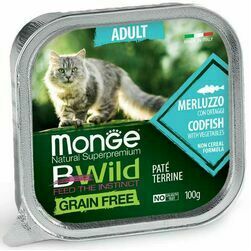 Monge Cat BWild Grain Free Adult Pate Codfish with Vegetables 100 g