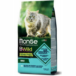 MONGE BWILD CAT Grain Free ADULT Cod Fish with Potatoes and Lentils 1,5 kg - barība kakiem