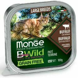 Monge Cat BWild Grain Free Large Breed All Life Stages Pate Buffalo with Vegetables 100 g