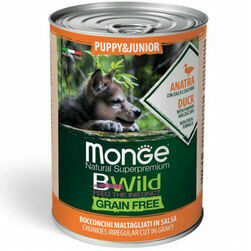Monge BWild chunkies in gravy Puppy Duck with Pumpkin and Zucchini 400 g - konservi suņiem