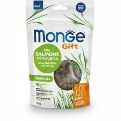 MONGE GIFT Cat FILLED & CRUNCHY Hairball Salmon and catnip / 60 g - kārums kaķiem