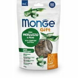 MONGE GIFT Cat FILLED & CRUNCHY Skin support Codfish and aloe / 60 g - kārums kaķiem