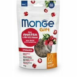 MONGE GIFT Cat FILLED & CRUNCHY Sterilsed Duck and cranberries / 60 g - kārums kaķiem