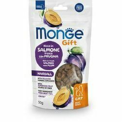 MONGE GIFT Cat MEAT MINIS Hairball Salmon with plum / 50 g - kārums kaķiem