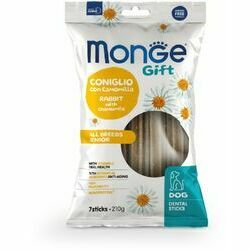 MONGE GIFT Dog DENTAL STICK All breeds Senior Rabbit with chamomile / 210 g - kārums suņiem