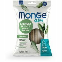 MONGE GIFT Dog DENTAL STICK Mini Salmon with sage / 120 g - kārums suņiem