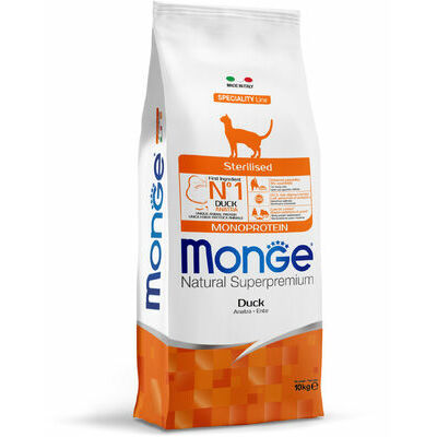 MONGE Sterilised  Monoprotein Duck 10 kg - barība kaķiem
