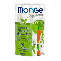 Monge Supreme pouches Tuna with green peas&baby carrot Kitten 80 g - konservi kaķiem